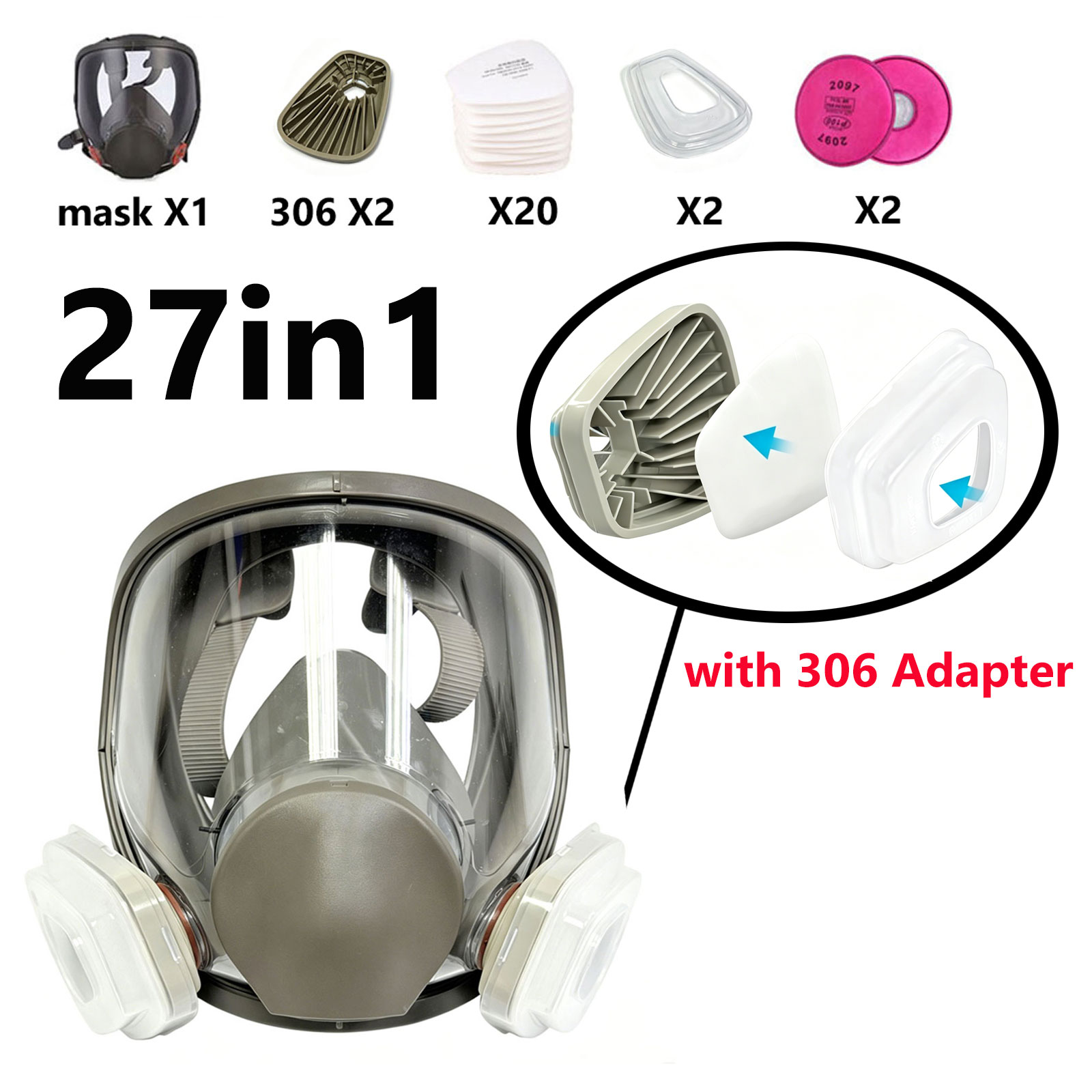 6800 Full Face Respirator with - Dust Mask Construction 评论和价格